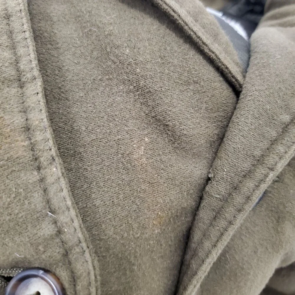 Giorgio Armani Men's Vintage Olive Wool Belted Military Trench Coat Size 42‎ - Picture 9 of 15